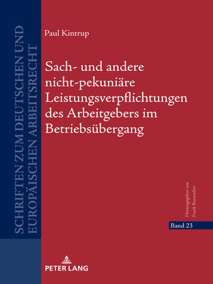 cover image of Sach- und andere nicht-pekuniaere Leistungsverpflichtungen des Arbeitgebers im Betriebsuebergang